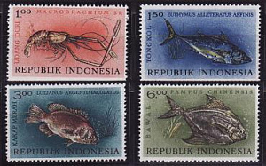Индонезия, 1963, Рыбы, 4 марки